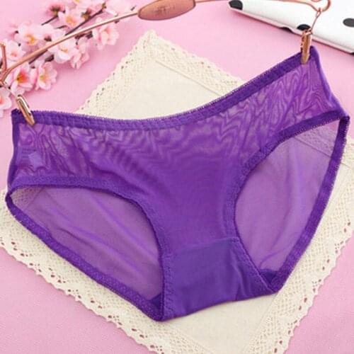Sexy net yarn underwear ladies transparent low waist solid color briefs temptation hot women panties underwear F0105