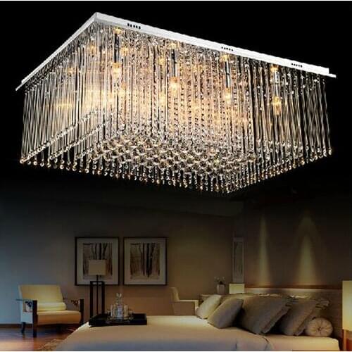 Modern Luxury Large LED Crystal Rectangle Crystal Chandelier Lustre De Crystal Ceiling Lamp Restaurant Home Decorative Fixture