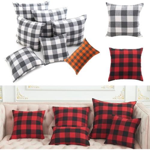 Modern Nordic Grey Red Plaid Cotton Cushion Covers 30*50/40*40/45*45/50*50/55*55/60*60CM Christmas Pillow Covers Home Decoration