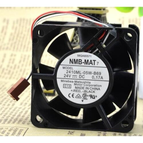 SSEA New cooling fan for NMB 2410ML-05W-B69 6025 60*60*25MM 24V 0.17A Double ball bearing
