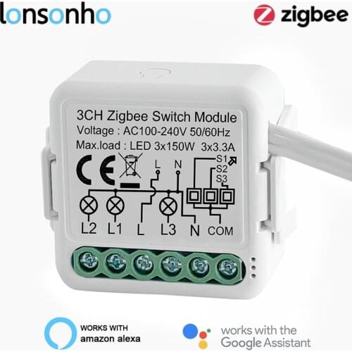 Lonsonho Tuya Zigbee Smart Switch Module Relay 1 2 3 Gang With Neutral Smart Life Wireless Remote Control Alexa Google Home