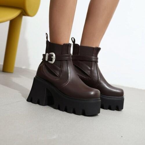 Women shoes 2021 winter platform boots gothic wedges womens platform heels goth shoes Motorcycle boots high heels sexy 44