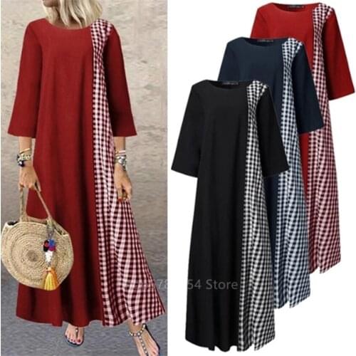Women Muslim Fashion Dress Linen Abaya Arab Turkish Kaftan Plaid Maxi Yukata Islamic Clothing Traditional Kimono Loose Robe