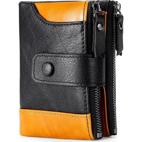 100% Genuine Leather Rfid Wallet Men Coin Purse Short Male Money Bag Mini Walet High Quality Boys Birthday Gift