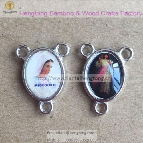 100pcs/set medugorje rosary center, religious accessory, divine mercy Charm,three hole catholic rosary part