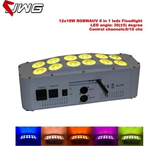 Free Shipping 12x18w RGBAW UV 6 In1 Led Battery Wireless DMX Wall Wash Floodlight For STUDIO Club Party Stage KTV Dance Bar