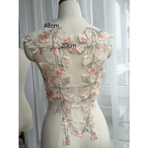 2PCs/pair Orange color matching Embroidered lace flowers Pair of flowers DIY dress dance performance clothing wedding