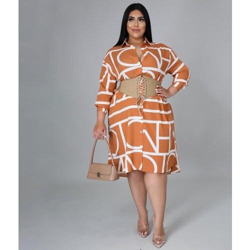 3XL 4XL Plus Size Clothes 2021 New Fashion African Shirt Dresses For Womens Clothing Summer Autumn Print Midi Dress Big Size