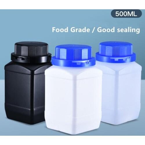 4PCS of 500ML Empty HDPE Bottles with Lid Wide mouth Square bottle for Liquid paint Lotion Food Grade Storage container