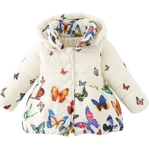 Toddler Baby Girls Winter Coat Infants Kid Cotton Butterfly Jacket Outwear 0-24Month