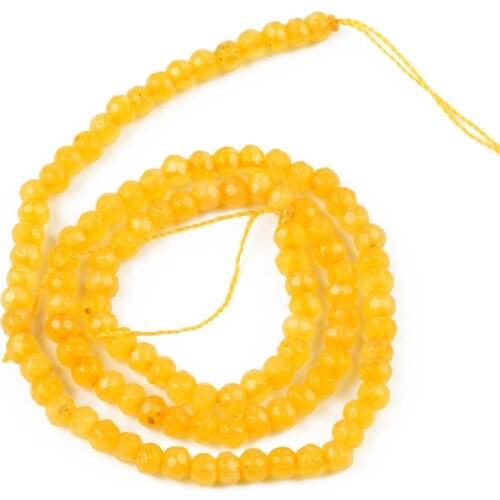 Wholesale 2-4mm Yellow Faceted Flat Jades Beads Loose Natural Stone Beads for Jewelry Making Accessories Necklace Bracelet DIY