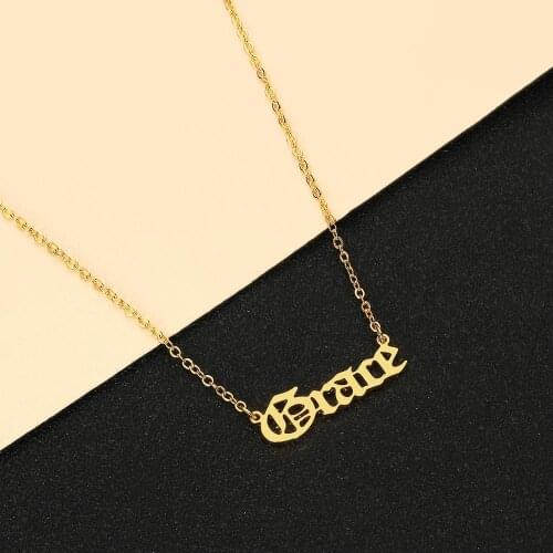 CHENGXUN Old English Pendant Necklace for Women Lady Grace Necklace Choker Collier Name Jewelry for Girlfriend Gold-plated