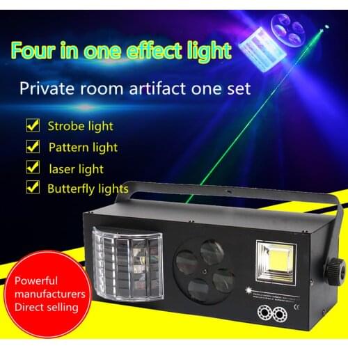 DJ Disco Strobe+Laser+Pattern+Butterfly 4in1 Effect Light for KTV Family Party Christmas Led DMX Stage