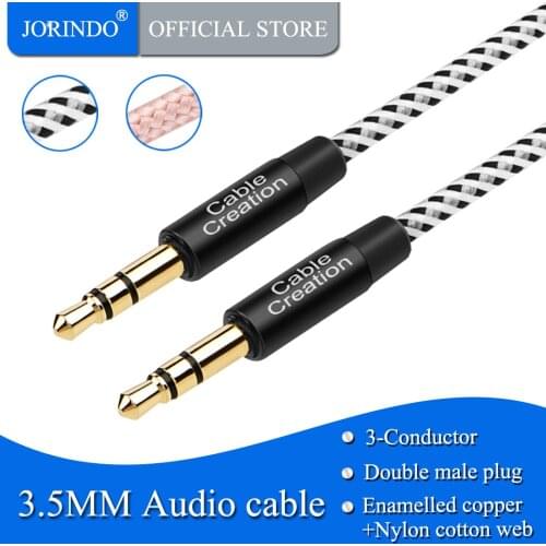 JORNDO [2-Pack] 3.5mm Auxiliary Audio Cable 1.5 Feet 10FT Slim and Soft AUX Cable Compatible Headphones, Home Car Stereos,Spea