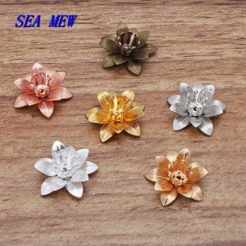 100 PCS 12*7mm Metal Brass Filigree Stamens Flower Bead Caps DIY Handmade Accessories For Jewelry Making
