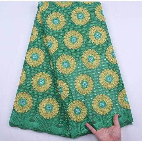 Cyan African Cotton Lace fabric High Quality embroidery 2020 Nigerian Cotton Swiss Voile Lace popular Dubai Ftyle for Party