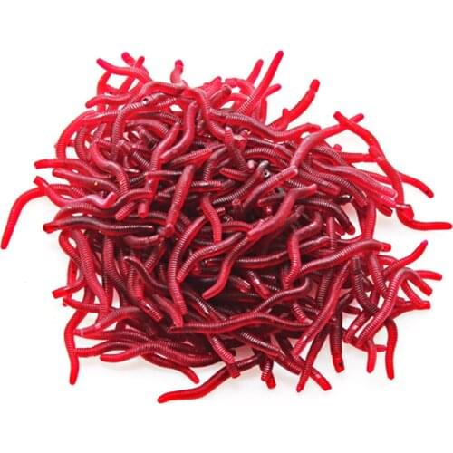 50PCSFishing lure earthworm fishy smell soft bait 3.7cm artificial bloodworm fake bait maggot bait sea fishing crucian carp bait