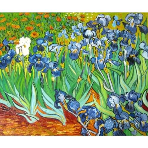 Flower Oil Painting Art Picture for Living Room Bedroom Canvas Oil Reproductions Irises by Vincent Van Gogh Handmade
