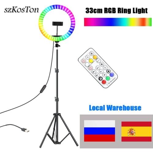 13inch 33cm RGB LED Ring Light Colorful Dimmable Photography Lighting With Remote Control For YouTube VK Studio Ringlight