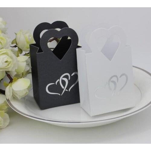 Candy box bag chocolate paper gift package for Birthday Wedding Party favor Decor supplies DIY handbag design white/black