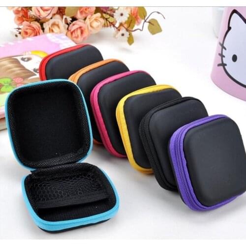 1pc Zipper Earphone Case Leather Earphone Storage Box Portable Travel USB Cable Organizer Carrying Hard Bag For Coin Memory Card