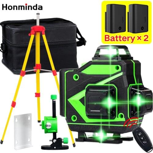 Honminda 16 Lines 4D Green Laser Level Horizontal And Vertical Cross Lines With Auto Self-Leveling Powerful Green Laser Line