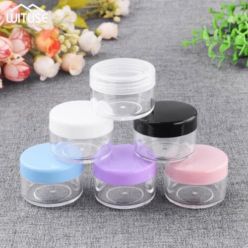 Refillable Makeup Jar Empty Plastic Cosmetic Box Cream Bottle Storage Case Pot Container Round Portable With Lid 10g 15g 20g
