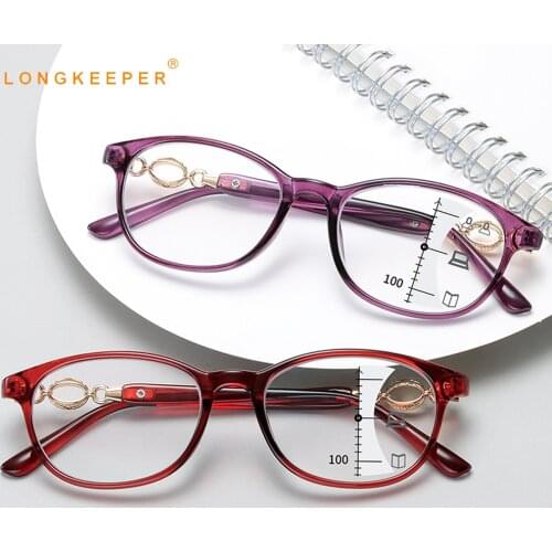 Fashion Progressive Multifocal Reading Glasses Women Anti-blue Light Eyeglasses Ladies Presbyopic Spectacles +1.0 to +4.0