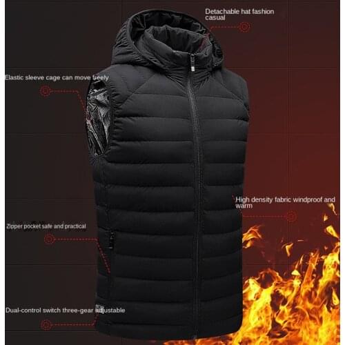 9 Zones Heated Jacket Men Women Coat Winter Hooded Detachable Heated Vest M-7XL Smart USB Electric Heating Thermal Warm Clothes