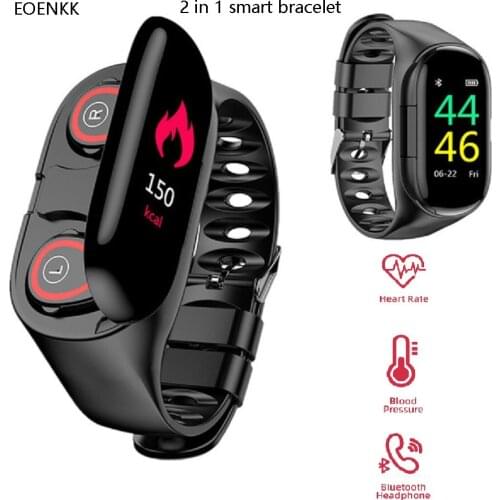 M1 Bracelet 2 In 1 AI Smart Watch With Bluetooth Earphone Heart Rate Monitor Smart Wristband Long Time Standby Sport Watch Men