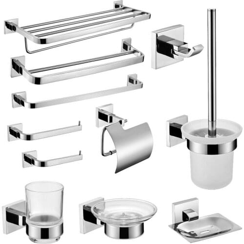 SUS 304 Stainless Steel Bathroom Hardware Set Bathroom Accessories Mirror Polished Paper Holder Toothbrush Holder Towel Bar