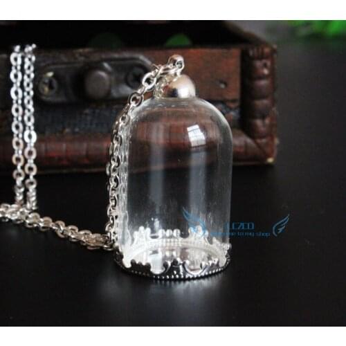 DIY jewelry necklace set ---30mm glass globe(opening 20mm) with 20mm crown base with cap