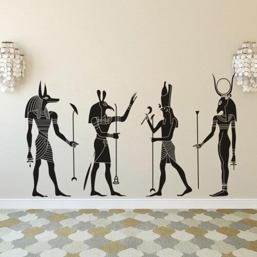 Ancient Egypt Gods Wall Sticker Egyptian Cultural Decoration Egyptian Ornament Anubis Ra Seth Apis Wall Art Decals
