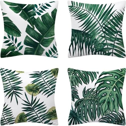 Tropical Plant leaves Pillowcase Palm Monstera Cactus Green Polyester Pillows Cover Decorative Modern Simple Sofa Cushions Cover