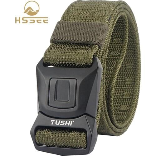 HSSEE Official authentic mens tactical belt hard metal buckle 1200D tough real nylon army belt outdoor sports non-porous belt