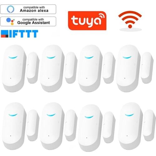 Tuya App Smart WiFi Door Sensor Door Open Closed Detectors WiFi Home Alarm Compatible With Alexa Google Home Security Sensor