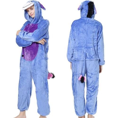 Dropship Adult High Quality Blue Donkey Kigurumi Onesies Sleepwear Animal Anime Cartoon Pajamas Cosplay Costumes