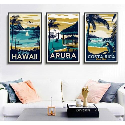 Nordic Architecture Retro Style Montauk Vineyard Newport Travel Poster Wall Art Quadro Abstract Oil Painting Gift for Friends