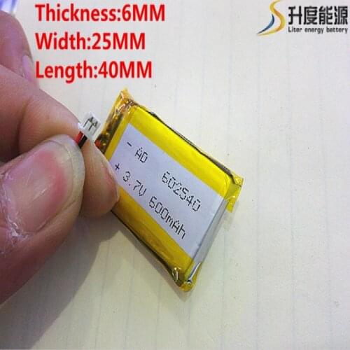 ZHR-2P 1.25 10pcs 3.7V 600mAh 602540 Lithium Polymer LiPo Rechargeable Battery For Mp4 Mp5 DIY PAD DVD E-book bluetooth headset