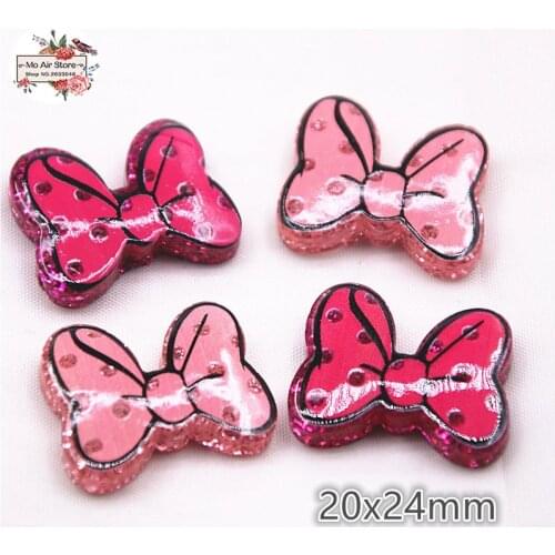 10pcs Resin pink/hot pink bowknot Cabochon Art Supply Decoration Charm hair bow center