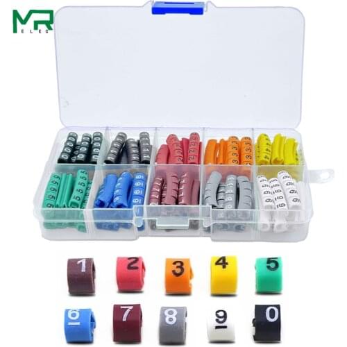 300-500PCS/ box EC-0 EC-1 EC-2 Cable Marker Wire marker Number 0 to 9 Cable Size 1.0~10 sqmm mix Colored