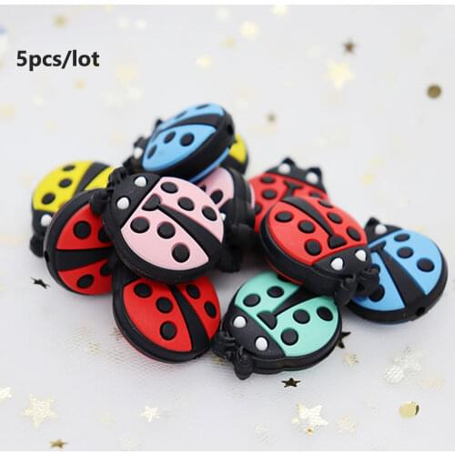 5Pcs Ladybug Perle Silicone Dentition animal Silicone Beads Ladybird Baby Teething Nursing DIY Beads Baby Teething Necklace Toys