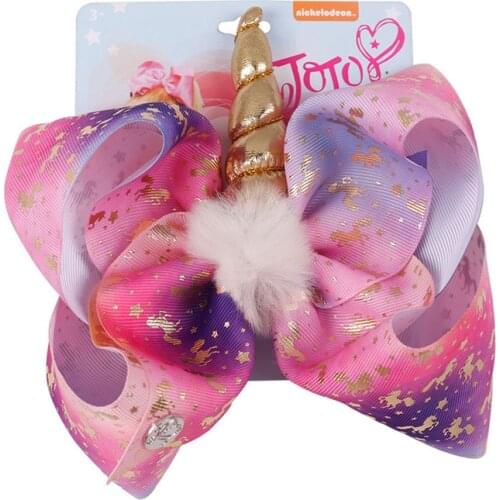 8'' Jojo Siwa Bows Sequin Unicorn Hairpin Cheer Wing Glitter Merimaid Hair Clip Pompom Hair Accessories for Girls