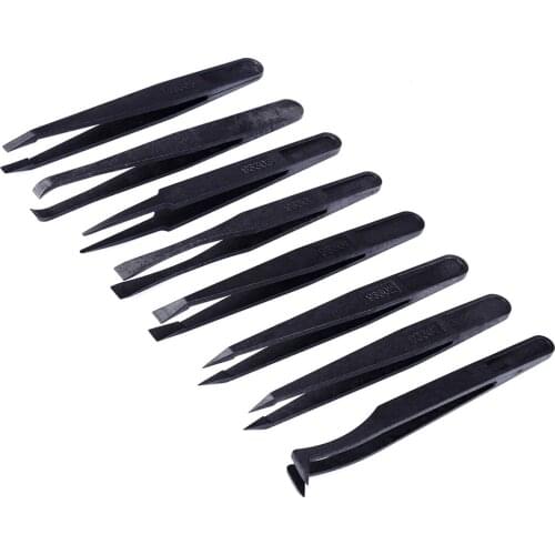 8pcs/lot Precision ESD Tweezers Plastic Anti-static Tweezer Pincet Pinzas Electronica Repair Tools