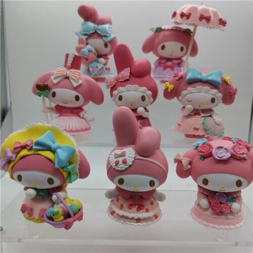 Animation MyMelody Tea Party Cute Girl Series Action Figures Ornament Doll PVC Model Toy Childrens Holiday Gifts