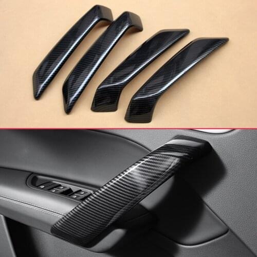 Car Inner Door Handle Cover For Audi Q5 FY 2017 2018 2019 Carbon Fiber Interior Overlay 4Pcs/Set Accessories