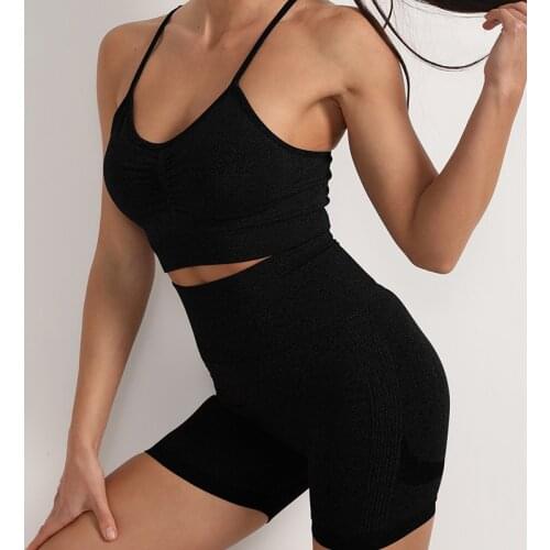 Seamless Women Yoga Set Quick Drying Sportswear Gym Clothing Fitness Breathable Crop Top High Waist Leggings Short Suit 11Colors