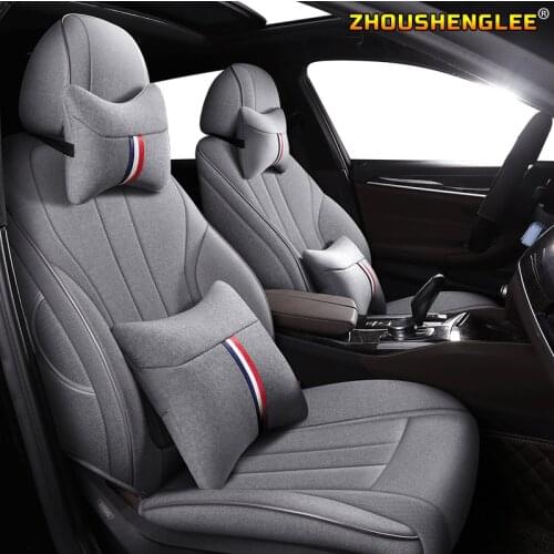 ZHOUSHENGLEE Custom FLAX car seat covers set For Mercedes-Benz Viano GLK GLA GL CLA CLS CLK SLK GLE GLS GLC Vito car seats styli