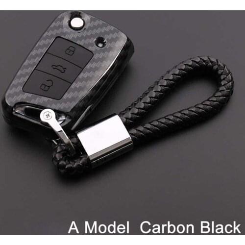 Carbon Fiber Car Key Case Bag Cover For Volkswagen VW Golf 7 MK7 Tiguan Touran 2017 For Skoda Octavia A7 RS For Seat Leon Ibiza
