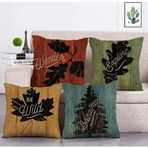 Leaf Cushion Cover Throw Pillow Cotton Linen Car Sofa Bedroom Home Decor Handmade Custom Printed Pillow Case T22